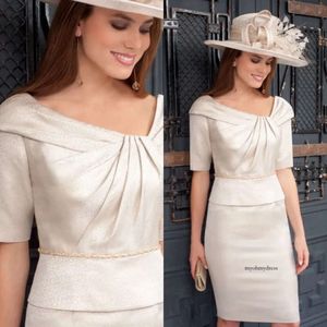 Monessa guaina Ispirato Madre della sposa Abito da sposa V Neck Short Sash Abesa stravagante Ospite abiti da sera lunghezza del ginocchio 0508