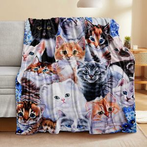 Blankets Cute Cat Microfiber Blanket Super Soft Throw Blankets For Bed Bedspread Sofa Decorative Camping Picnic Winter Warm Blanket