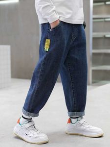 Stora pojkar jeans barn byxor barn bokstäver byxor barn mode kläder skola pojke casual lös denim byxor g1220