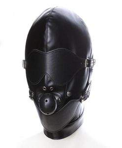 Maschera sessuale nero fetish bdsm in pelle boccone occhio slave palla gag prodotto sesso bondage costume erotica erotica per coppie donne donne s19701039110