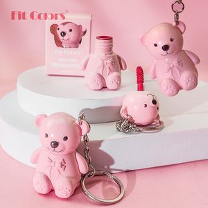 Söt Bear Lip Makeup Lip Gloss Glossy Liquid Lipstick Keychain Lipgloss 2ml