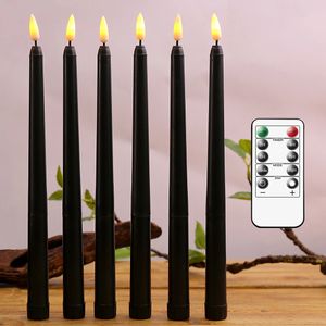 Halloween LED Black Taper Candles mit Fernbedienung 6 oder 12 Piefflameless Electronic 28cm11 Zoll Fenster Kerzensticks 240430