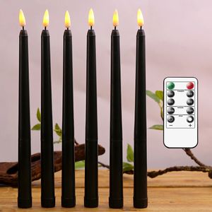 Halloween liderou velas de cone preto com controle remoto 6 ou 12 peças eletrônicas semfunda 28cm11 polegadas Candlesticks 240430