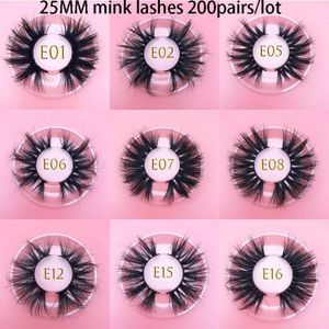 25mm 3d Mink chicoteia inteira 200PairsLot thic tira 3d Mink Eyelashes Rótulo de embalagem personalizado maquiagem dramática de vison lashes6459731