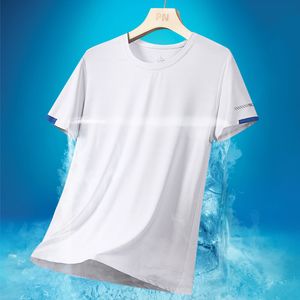 Unisex sommar snabb torkning kortärmad t-shirt avslappnad lös storlek t-shirt herr rund hals snabbtorkning is siden