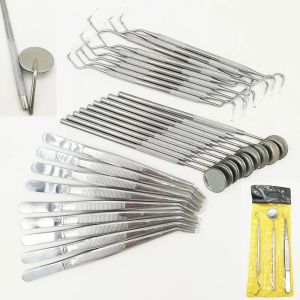 Lieferungen 9 Set Dental Mirror Kit Zahnmedizin Labor Mundspiegel Zahnärzte auswählen Werkzeugzähne Skalier Zahnarzt Werkzeuge Zahnmaterialien 3 -Stcs/Set