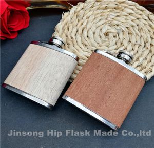 3oz Genuine wood wrapped stainless steel hip flask 2 Color is avaiblable deep wooden and light wooden9853701