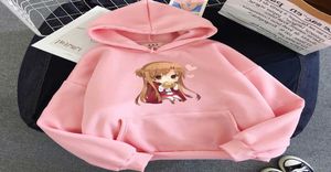 Śmieszne japońskie młyn anime sztuka online z kapturem kawaii kreskówka Asuna drukująca ponadwymiarowa bluza kobiety harajuku swobodny streetwear mężczyzna g11026889