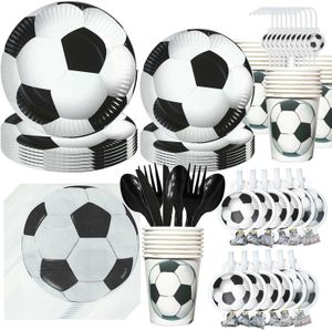 Einweg -Geschirr Heiße weiße Fußball -Geburtstagsfeier Einweg Desktop Software Set Ballon Dekoration Babyparty Childrens Supplies Q240507