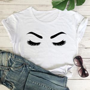 Koszule dla kobiet śmieszne makijaż rzęsy T-shirt swobodny krótkie rękawowe graficzne brwi koszulki Top 90s Girl Letni Hipster Grunge Tshirt