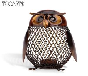 Annan heminredning Tooarts Piggy Bank Owl Figurin Money Box Metal Coin Saving Home Decoration Crafts Gift For Coins Year Decoration9963770