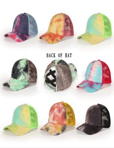 Tye Die Criss Cross Ponytail Baseball Cap Outdoor Sports Unisex Sun Hat Trucker Verstellbare Sommerhüte LJJO83067098757