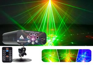 8 Löcher 128 Muster Disco Laser Lights KTV Bar Sound Control DJ Party Projector Lights RGB Bühnenbeleuchtungseffekt für Weihnachten Med1994334