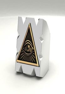 Men039s Pierścień Masoniczny Stal nierdzewny Trójkąt Słoneczny Diabeł Eye Pierścień Mens Punk Mason Totem Biżuteria Rozmiar 7 142602068