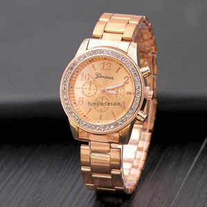 New Geneva watch with diamond alloy steel band Womens quartz geneva watc