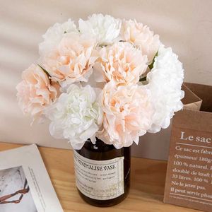 Flores decorativas grinaldas 5pcs peonies de seda flores artificiais buquê rosa cenas de outono arranjo peony falsa flor casas decoração de casa rosa