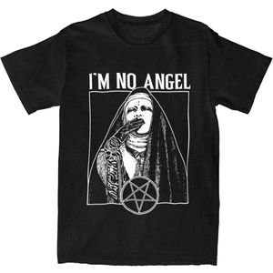 T-shirt maschile t-shirt satanic Nun Summer Devil M No Angel Y2K Vintage T-shirt 100 Cotton Harajuku Coppia Topl2405