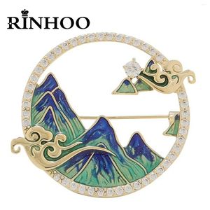 Бруши Rinhoo Hollow Round Mountain облака для женщин изящные китайские эмалевые булавки мультфильм естественные значки