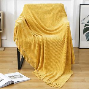 Blankets Texitle City Chenille Knitted Blanket Solid Tassel Home Decorate Sofa Throw Cover Beige Soft Living Room Bedspread for Autumn