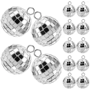 Dekorativa figurer Disco Ball Pendants Bright Mini Balls Charms Round Mirror Pärlor Silverörhängen som gör 70 -tal 80 -talet