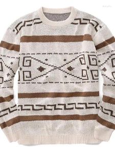 Męskie swetry 2024 jesień/zima duże rękawy Jacquard luźne okrągłe szyję krzyki sweter