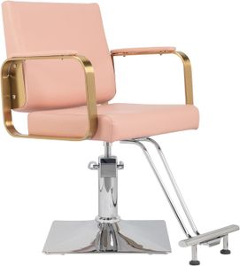 Salon Sandalye Stil Berber Sandalye, Ağır Hizmet Hidrolik Pompalı Güzellik Salon Spa Ekipmanı, Ayarlanabilir Yükseklik 360 ° Berber Mağazası Stilisti için Döner, Maksimum Yük 330 lbs (Pembe)