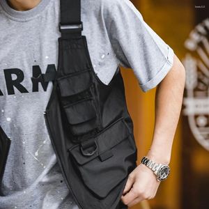 Mäns västar Maden Multi-Pocket Functional Wind Vest för män ärmlösa toppar Dual Purpose Crossbody Jacket Wide Shoulder Strap Solid Bag