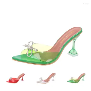 Dress Shoes Transparent Pvc Pointed Toe Stiletto Green Plastic Sandals Red Heels Sexy High Heel Elegant Woman Heeled Dresses Silver 43