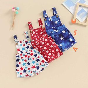 Overalls Toddler Baby Girl Boy 4th of July Outfit Star Print Little Girls Boys Overalls Fourth of July Kids Clothes H240508