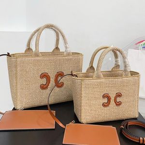 Plaj çantaları dokuma kadın tote çanta çanta 24ss moda tasarımcısı lüks omuz çantası çapraz vücut saman