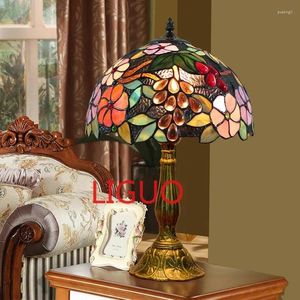 Floor Lamps European Creative Tiffany Stained Glass Living Room Dining Bedroom Bedside Bar Pastoral Grape Retro Table Lamp E27