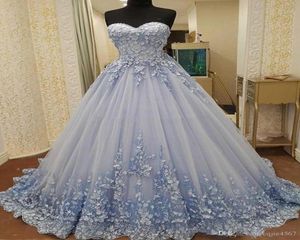 Nowy kwiat 3D Sweet 16 Sukienki Ukochane rękawy Seksowna koronkowa tylna suknia balowa sukienka Quinceanera Formalna impreza