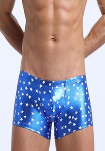 Underbyxor trendiga simningstammboxare shorts gay underkläder imitation läder penis påse manlig bikini korta trosor man6400647