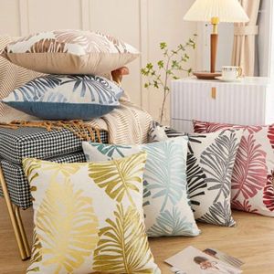 Pillow 1pc Jacquard Basho Leaf Throw Pillowcase Burlap CoverFor Living Room Bedroom Sofa Couch Bed Car No Insert