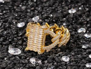 حلقات مطلية بالذهب 18K مع Stone CZ Iced Out Cool Hiphop Ring Design Hip Hop Jewelry Full Dimaond Cluster Rings2925880
