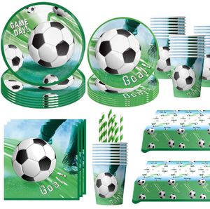 Einweg -Geschirr Heiße Fußball Geburtstagsfeier Dekorative Ball Desktop Software Cup Board Hintergrund Kinderkinder und Jungen Lieferungen Foil Ballon Q240507