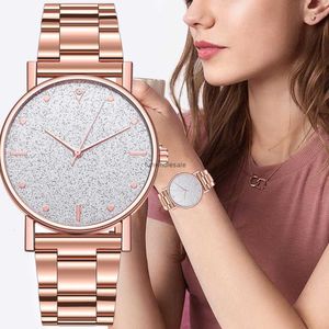 Ny stjärnhimmel Silver Silver Powder rostfritt stål Band Womens Quartz Wrist Watch