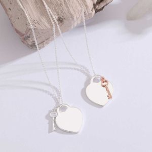 قلادة قلادة T Jia Di Netlace Boutique Jewelry Valentines Gift Love Heart على شكل قلب مفتاح High Q240507