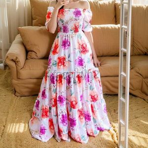 Casual Dresses Designer Dress 2024 Ny Summer Women's Design Sense One Shoulder Fashion Print Off the Shoulder Long Dress for Women Plus Size Dresses