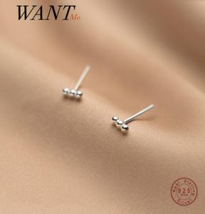 WANTME Genuine 925 Sterling Silver Minimalism Bead Mini Small Stud Earrings for Women Daily Life Office Charming Jewelry Gift 21056735405