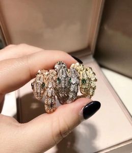 High quality designer european fashion copper CZ diamonds animal punk ring 18k whiteyellowrose gold plated party jewelry for wom2972852