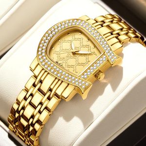 Нарученные часы Yalalusi Brand Women Watches Gold Crystal Diamonds Luxury Box Watch Hate