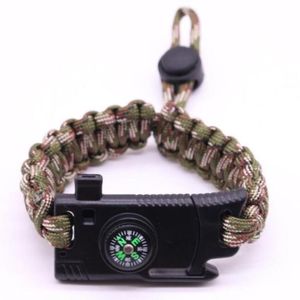 Braccialetti di salvataggio autocontrollo regolabile Brachute di sopravvivenza di sopravvivenza Paracord 5 in 1 braccialetti da polso da campeggio sportivo all'aperto Compass W3092581