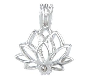 925 Silber Medaillon Cage Lotus Form Perle Edelstein Beads Käfig Anhänger können Sterling Silber Anhänger eröffnen