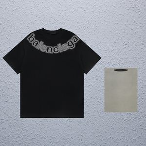 Marca de designer de camisetas de paris masculina BA BA Camiseta curta T-shirt Camiseta de algodão puro Camiseta solta Camiseta solta com letra de tecnologia de diamante quente Mangas curtas K2