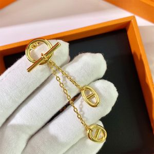 stainless steel jewelry wholesale Circular texture stud earring fashion personality exquisite letter tassel long gold silver earrings f 251D