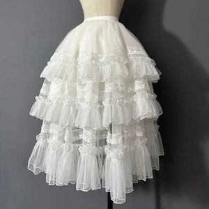 Skirts Gorgeous Lolita dress light floral wedding JSK leather lining heavy-duty industrial lace cake fluffy mesh cover skirtL2405