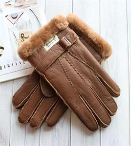 Овсяные меховые перчатки Men039s Толстая зима теплые большие большие размеры Ветропроницаемые ветропроницаемые холодные ручные сшитые кожаные перчатки 21124681237