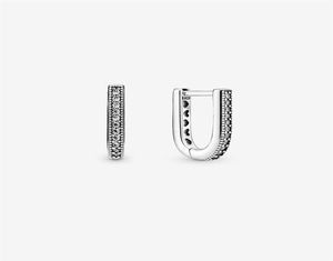 Autentyczny 100 925 Srebrny srebrny Ushapeed Hoop Kolczyki Modne Akcesoria biżuterii ślubnej dla kobiet prezent241a1701021