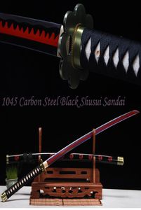 Dekoracyjne domowe ozdoby nowości Najnowsze One Piece Zoro Swords Shusui Sandai 1045 Steel Purple Red Red Blade ręcznie robione fu2655692